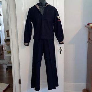 Vtg World War 2  black wool Navy signal‎ man uniform